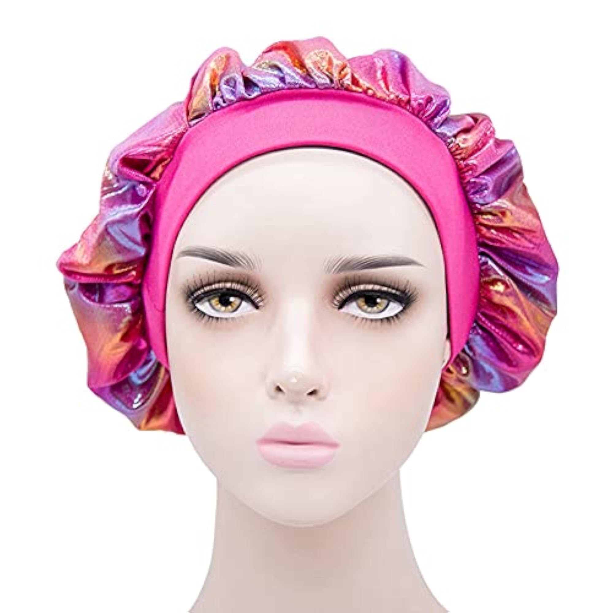 Curly Long Frizzy Wavy Satin Bonnets, 3PCS Set
